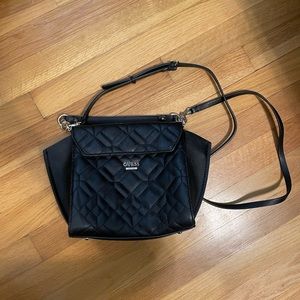 Guess Black Quilted Leather Cross Body Purse